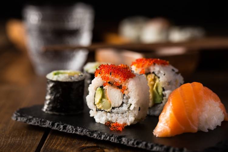 Sushi plate on a table